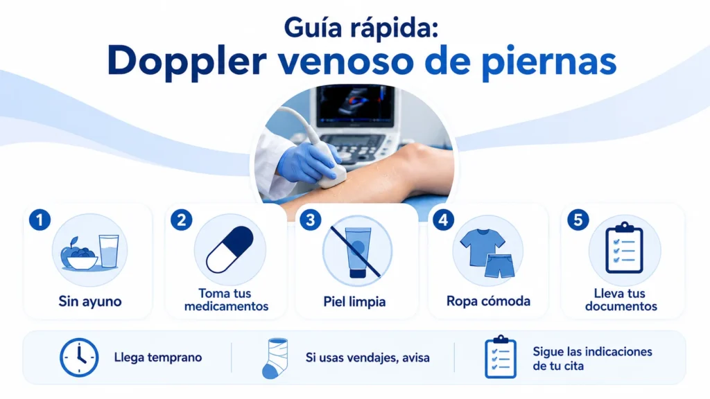Preparación ecografía Doppler de vasos venosos de miembros inferiores guía práctica antes de tu cita - Ecodoppler 3